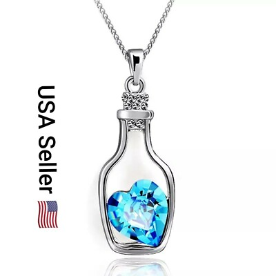 #ad New Fashion Statement Necklace Hollow Drift Bottle Jewelry Crystal Heart Pendant $4.25