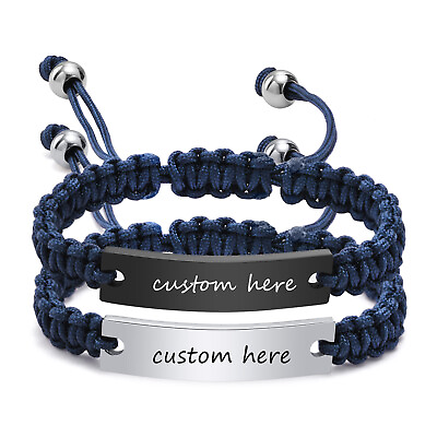 #ad Vnox Free Personalized Custom ID Bracelets Handmade Braided Adjustable Rope $8.98