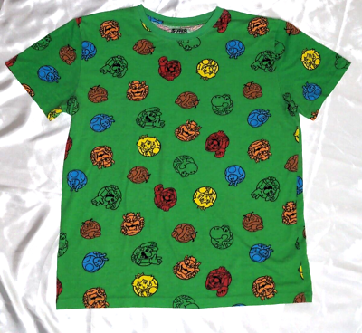 #ad Super Mario Jrs Size XL Green Nintendo Mushroom Princess Peach Yoshi T Shirt $11.99