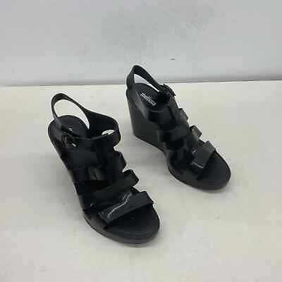 #ad Melissa Black Gladiator Sandals Size 6 Preowned Women#x27;s $25.00