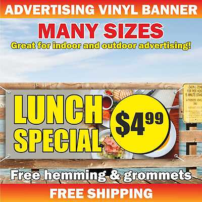 #ad LUNCH SPECIAL Advertising Banner Vinyl Mesh Sign BREAKFAST Dinner Bar Food price $219.95