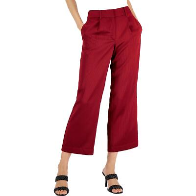 #ad Alfani Womens Red Striped Pleated Workwear Wide Leg Pants 18 BHFO 3210 $10.99