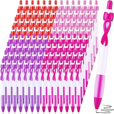 #ad Ctosree 200 Pcs Cancer Awareness Pen Bulk Red Purple Pink Ribbon Pen $23.99