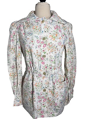 #ad Vintage 70s Jacket Coat Floral Spring Colorful Light Mod Groovy Size S $40.00