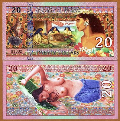 #ad Pacific States of MMP $20 2018 Private Issue Polymer Weavers Polynesian Nude $3.79