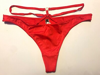 #ad Victoria’s Secret Strappy Logo Thong Panty Large Red $16.00