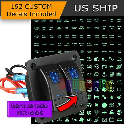 #ad Blue LED 2 Gang ON OFF Toggle Switch Panel 12V Car Night Glow Decal Boat Marines $14.95