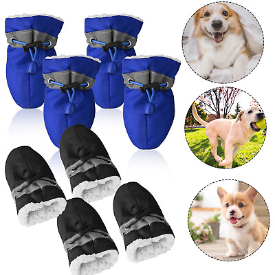 4Pcs Warm Pet Shoes Fall Winter Washable Anti slip Rain Boots Booties Dog Shoes $8.99