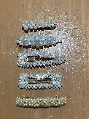 #ad 5 Assorted Faux Pearl Hair Barrettes Clips etc. $14.99