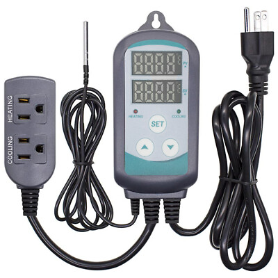 #ad 1500W Digital Temperature Controller Outlet Digital Thermostat AC 110V 220V ℃ °F $29.99