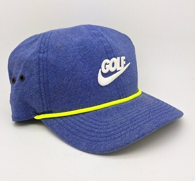 #ad Nike Classic99 Dri Fit Strapback Cap Blue Curved Bill Neon Rope Embroidered Golf $22.95