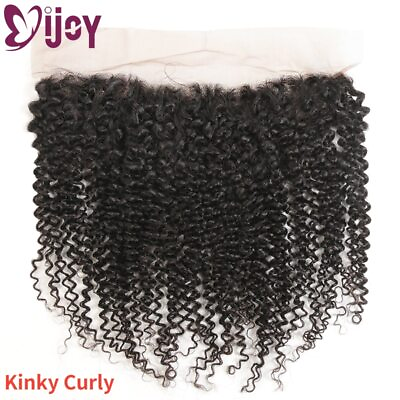 #ad Kinky Curly 13x4 Swiss Lace Frontal Closure Brazilian 100% Human Hair Free Part $48.80
