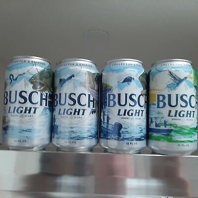 #ad Two Complete Sets 2024 Fishing Busch Light Beer Cans Empty Only 1 set pictured $16.50