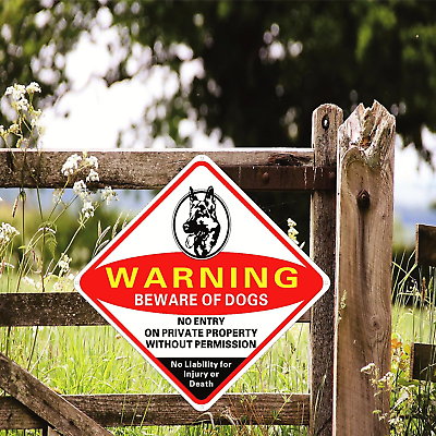 #ad Beware of Dog Sign Warning SignsNo Trespassing Sign 12.9”X12.9” Reflective Meta $6.99