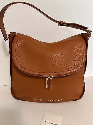 #ad Marc Jacob’s The Groove Leather Zip Flap Hobo Shoulder Bag Smocked Almond NWT $269.00