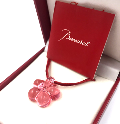 #ad Baccarat Necklace Pendant Choker Jewelry Flower Blossom Pink Crystal with Box JP $78.00