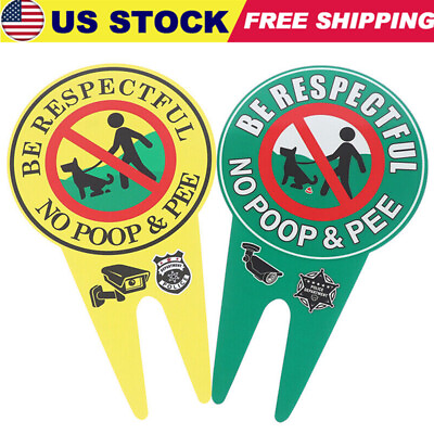 #ad Double Sided No Pooping Dog Sign No Peeing Dog Sign With Stake Garden Sign US $9.19