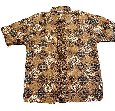 #ad Keris Fashion Men#x27;s 2XL Exotic Print Short Sleeve Button Up Shirt $22.50