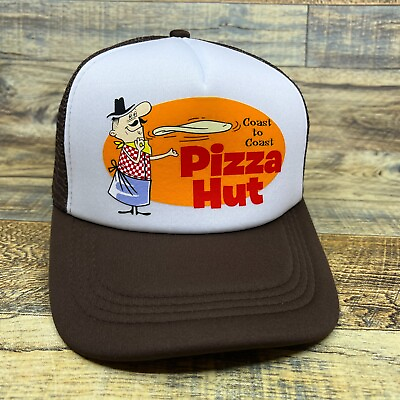 #ad Pizza Hut Unisex Trucker Hat Brown Snapback 70s Vintage Logo Baseball Cap $18.99