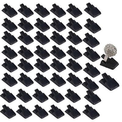 #ad 50PC Black Ring Holder Stand Plastic Ring Jewelry Display Rack Ring Storage $11.98