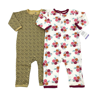 #ad Hudson Baby Size 9 12M One Piece Footless Pajama Coverall Animal Floral 2 Pack $7.99
