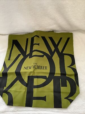 #ad The New Yorker Magazine Tote Shopping Book Bag Logo Canvas Cotton Olive Green $14.95