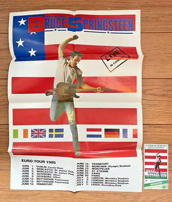 #ad ORIGINAL BRUCE SPRINGSTEEN Born in the USA Ticket Poster GERMANY 1985 25quot; x 18quot; $19.99