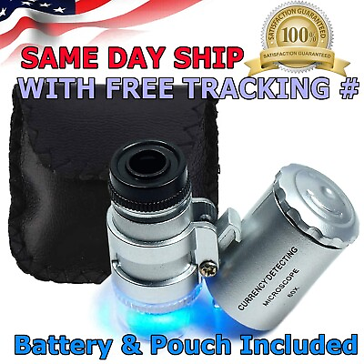 #ad 60X Magnifying Loupe Jewelry Jewelers Pocket Magnifier Loop Eye Glass Led Light $5.75