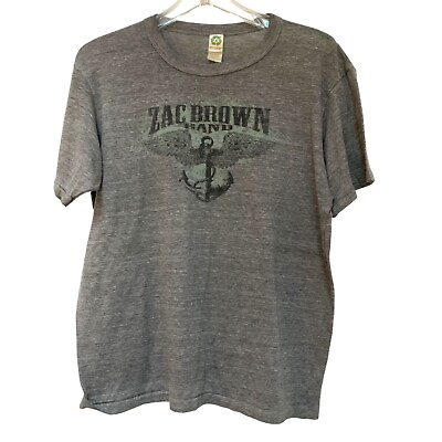 #ad Zac Brown Band T Shirt Mens Size Large Gray Spellout with Anchor with Wings $14.99
