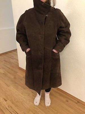#ad ladies brown shearling Sheepskin coat european Size 56 $449.00