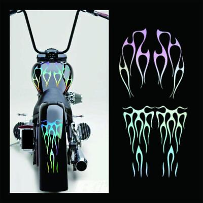 #ad 1set Colorful Motorcycle Flame Sticker for Gas Tank amp; Fender Decals Vinyl Laser $12.19