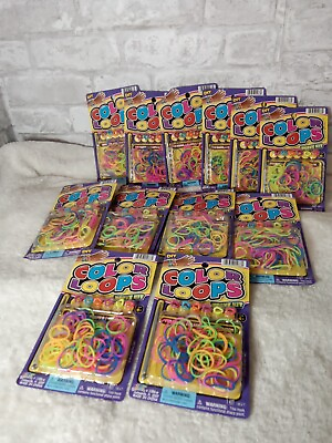 #ad NEW Lot of 12 Birthday Favors for Girls Color Loops Keychain Bracelet Weave Kits $12.00