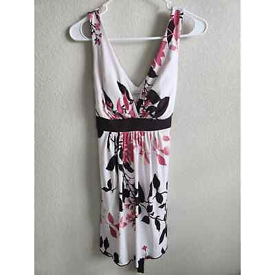#ad Speechless Womens Sz M Knee Length Dress Black Pink white Floral Sleeveless $16.56