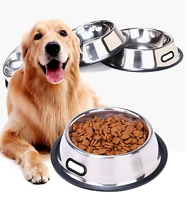 PETnSport Stainless Steel Dog Bowl Pet Feeder with Rubber Base Rust Resistant $8.95