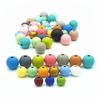 #ad Colorful Maple Wooden Bead Round Balls Spacer Charms Beads DIY Jewelry 16 25mm $17.26
