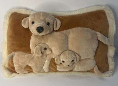#ad JAAG Plush Pillow 3 Dogs Brown Beige 17quot;x10.5quot; Animals Nature Gift Grannycore $42.99
