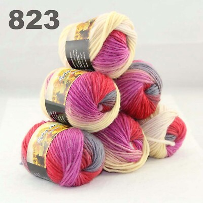 #ad C Hot Multi Color 6Balls x 50g Chunky Knitwear Scarf Muffle Soft Wool Yarn 23 C $43.62