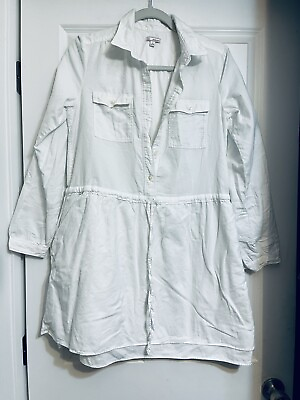 #ad GAP Long Sleeve Shirt Dress Oversized White Cotton Small $16.99