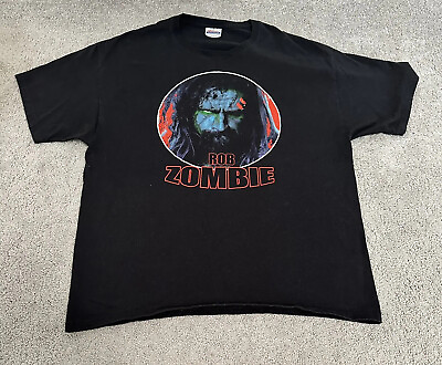 #ad Rob Zombie Shirt Men XL Black Concert Tour Cotton Hanes Large Face $42.30