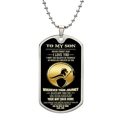 #ad Son Dog Tag To My Son Personalized Dog Tag Chain Necklace Custom Engraving $29.42