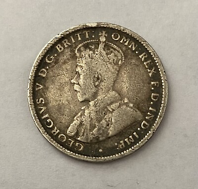 #ad 1922 Australia King George Georgivs V One Shilling Coin 0.925 92.5% Silver $9.99