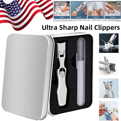 #ad Ultra Sharp Nail Clippers Steel Wide Jaw Opening Anti Splash Portable US NEW $9.98