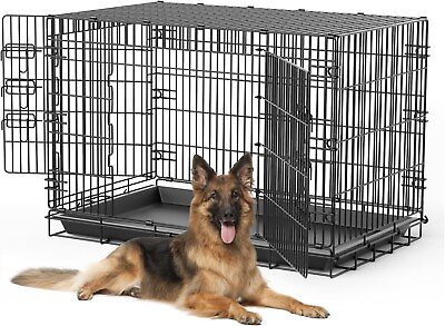 #ad 48 inch Large Dog Crates Pet Kennel amp; House for Dogs Cats Animals $62.99