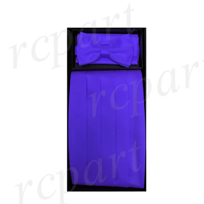 #ad NEW in box formal 100% polyester solid Cummerbund bowtie amp; hankie set Purple $19.95