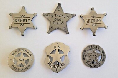 #ad Replica Collectable Silver Finish Western Badge Texas Rangers US Marshal Sheriff $11.95