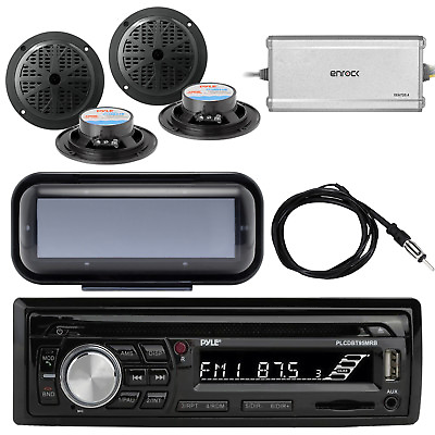 #ad Bluetooth Marine Radio MP3 USB CD AM FM Cover Amp Antenna 4x 4quot; Speakers $220.99