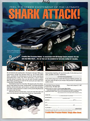 #ad Franklin Mint Shark Attack GM Corvette Diecast Model 1997 Full Page Print Ad $11.99