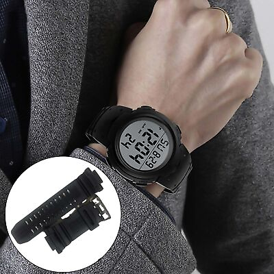 #ad Watch Strap Black Color Adjustable Durable Flexible Replacement Sports Wristband $15.99