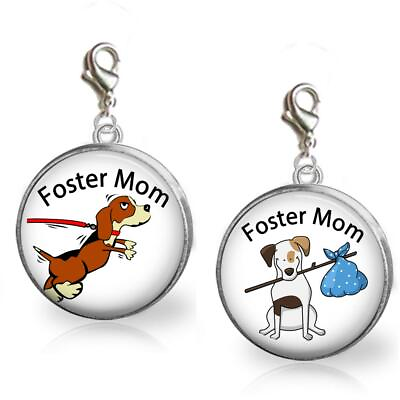 #ad Dog Foster Mom Glass Dome Clip On Charm Handcrafted Quality Jewelry Volunteer $9.95