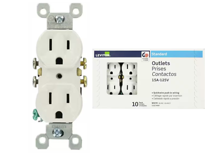#ad 10 Pack Outlets Duplex Residential Receptacle 15A 125V Grounding Thermoplastic $6.99